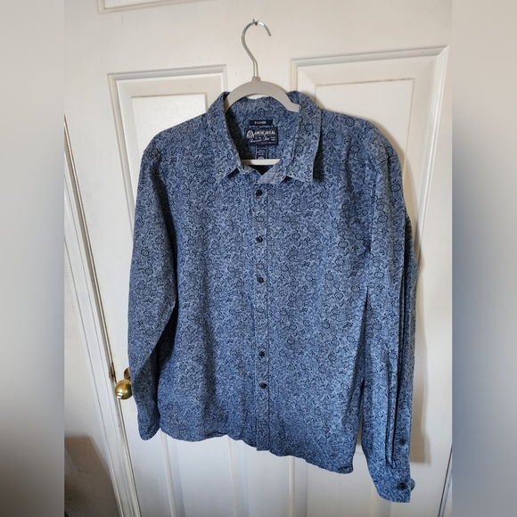 Amerian Rag Men's Blue Paisley Print Denim Shirt Size X-Large Nice! - Picture 3 of 4